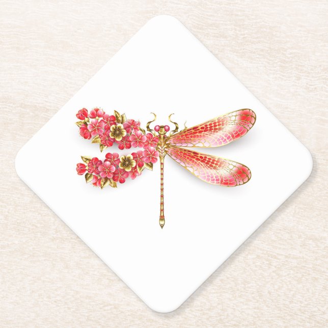 Porta-copo De Papel Dragonfly com joalheria sakura (Frente)