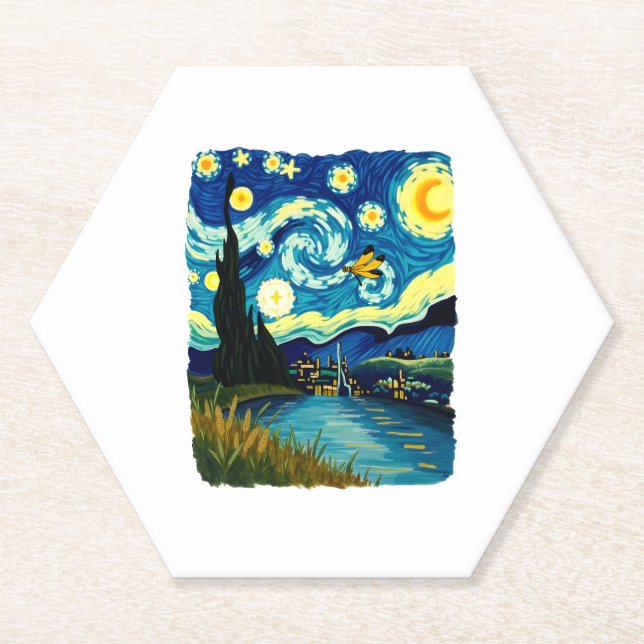 Porta-copo De Papel Dragonfly Starry Night (3) (Frente)