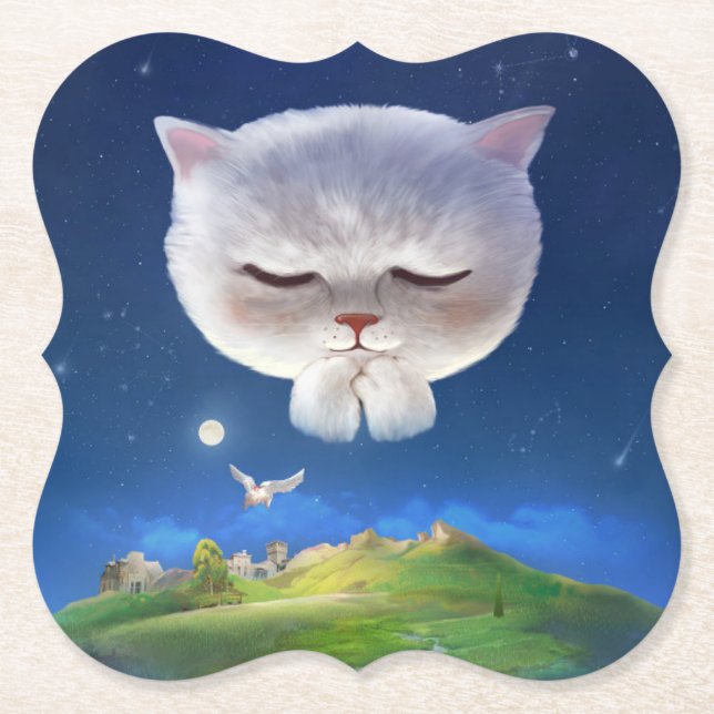 Porta-copo De Papel Dreamnight Sky com Cat (Frente)