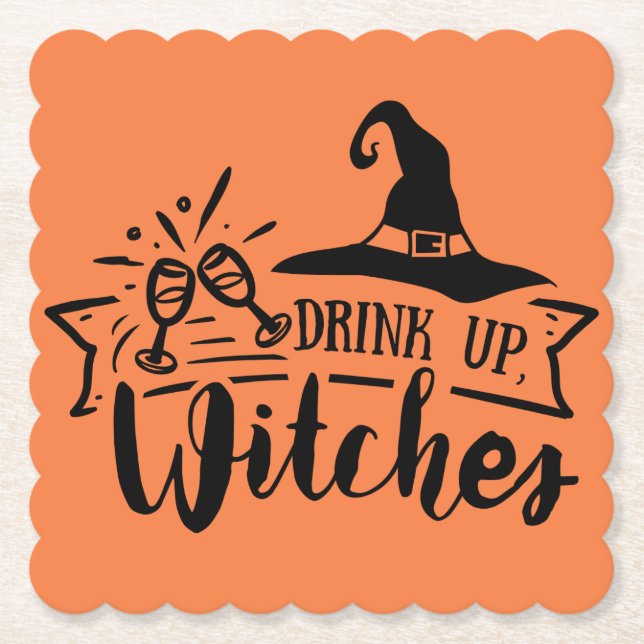 Porta-copo De Papel Drink Up Witches Simple Halloween  (Frente)