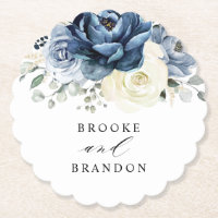Dusty Blue Marinho Champanhe Ivory Floral Casament