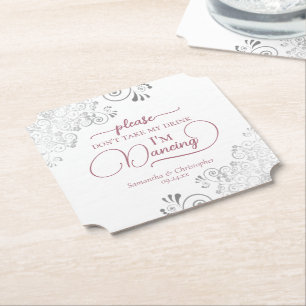 Porta-copo De Papel Dusty Rosa e Silver Não tome meu Casamento de Bebi