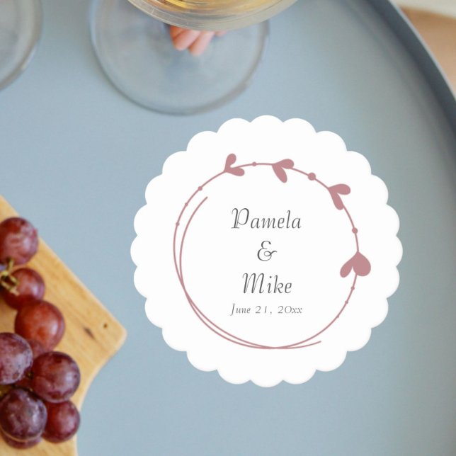 Porta-copo De Papel Dusty Rosa Simple Heart Wreath (In Situ Wedding)