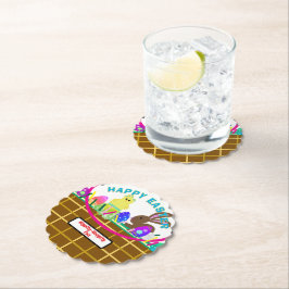 Porta-copo De Papel Easter Basket Yellow Blue Chick Egg Rabbit