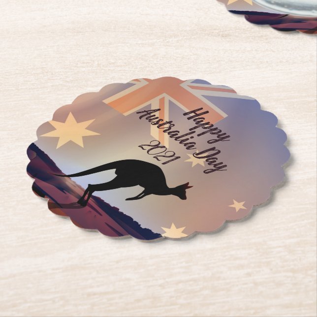 Porta-copo De Papel Editar Sinalizador de Texto Kangaroo Dia da Austrá (Angular)