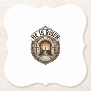 Porta-copo De Papel Ele Ressuscitou Camisa Vintage da Cruz da Páscoa