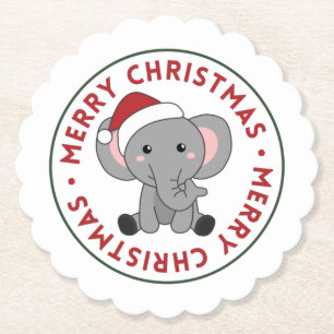 Porta-copo De Papel Elefante Natal Neve Animais de inverno Elefantes P