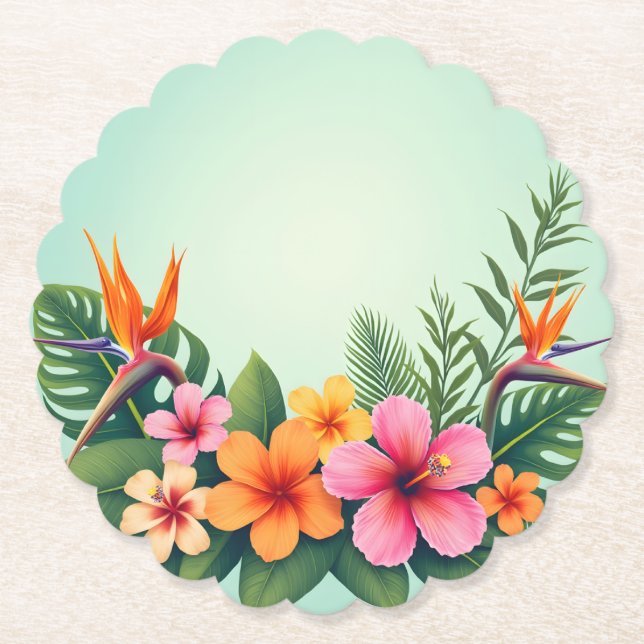 Porta-copo De Papel Elegância Floral Tropical (Frente)