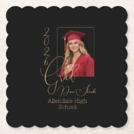 Porta-copo De Papel Elegant Black & Gold Graduation