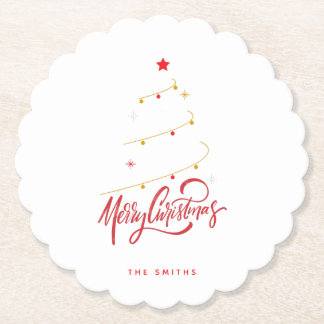 Porta-copo De Papel Elegant Christmas Tree Typography Script 