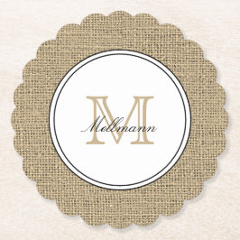 Porta-copo De Papel Elegant Monogram Name Country Chic Style Burlap