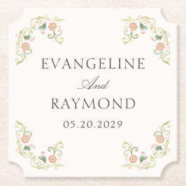 Porta-copo De Papel Elegant Watercolor Floral Rococo Wedding 