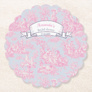 Porta-copo De Papel Elegante azul rosa vintage toile de jouy