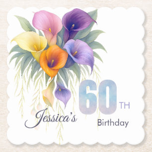 Porta-copo De Papel Elegante Calla Lily 60th Birthday Milestone