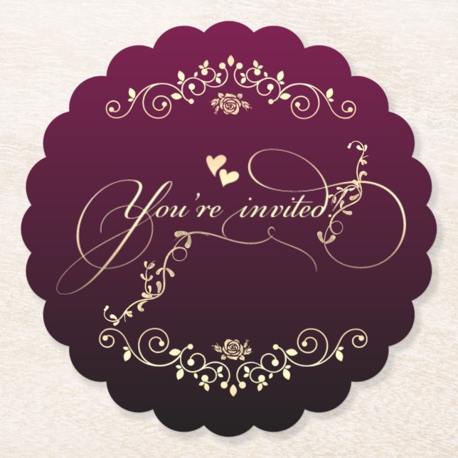 Porta-copo De Papel elegante decoración dorada (Frente)