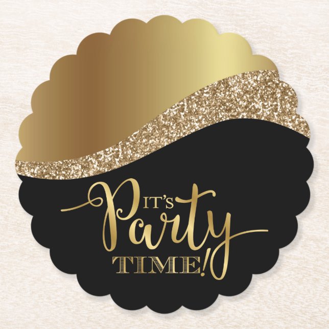 Porta-copo De Papel Elegante É Hora da Festa  (Frente)
