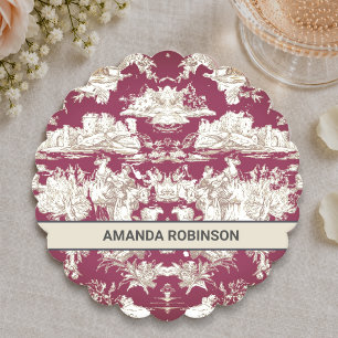 Porta-copo De Papel Elegante monograma de lago vermelho vintage toile