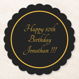 Porta-copo De Papel Elegante Nome Dourado Feliz Aniversário Escaloado