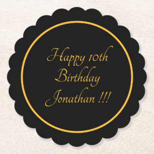 Porta-copo De Papel Elegante Nome Dourado Feliz Aniversário Escaloado