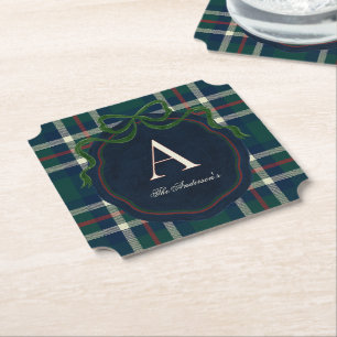 Porta-copo De Papel Elegante Préppy Xadrez Monograma Natal