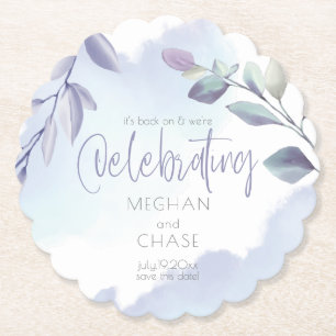 Porta-copo De Papel Elegante Rustic Watercolor Aqua Lilac Folhas