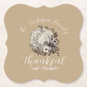 Porta-copo De Papel Elegante Taupe Autumn "Graças E Cheerful"