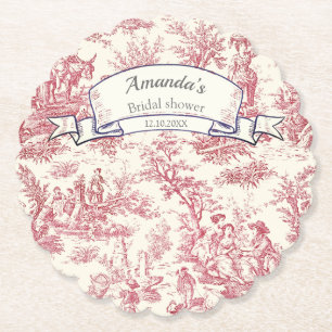Porta-copo De Papel Elegante toile de Jouy vermelha vintage