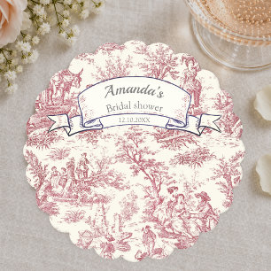 Porta-copo De Papel Elegante toile de Jouy vermelha vintage