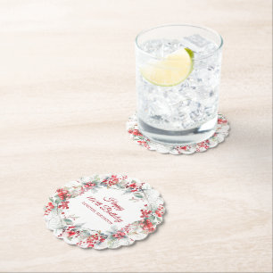 Porta-copo De Papel Elegante Winter Berry Botanical 100th Birthday