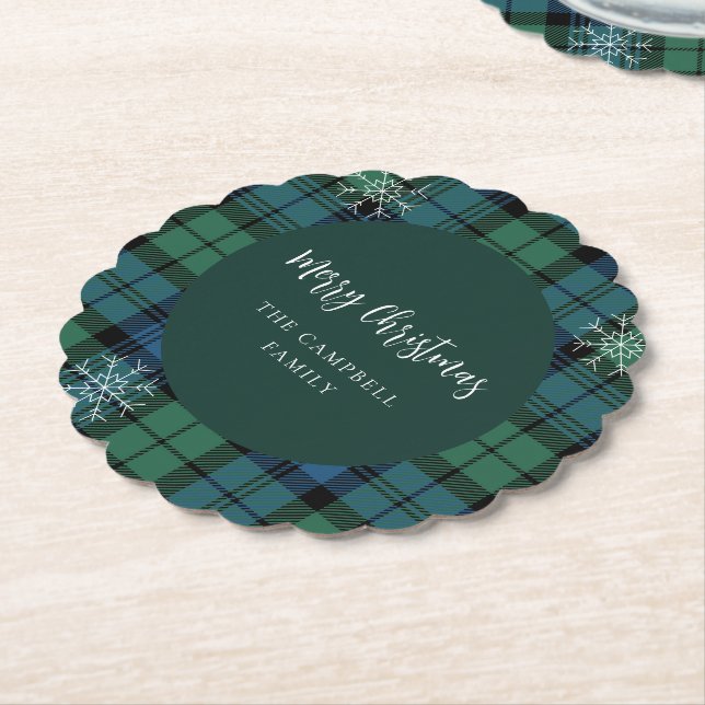Porta-copo De Papel Elegante Xadrez Rustic Campbell Tartan (Angular)
