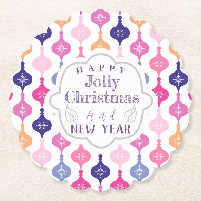 Porta-copo De Papel Enfeites de natal moderno (Frente)