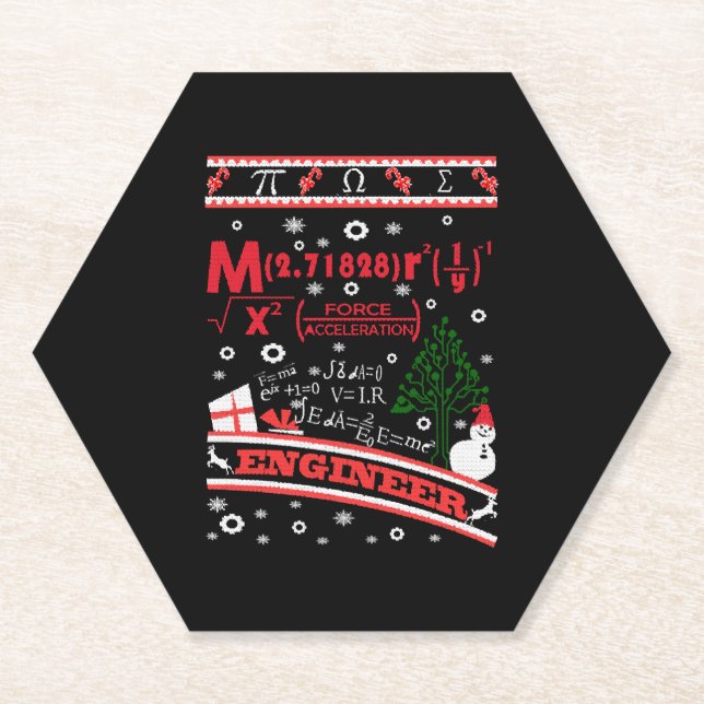 Porta-copo De Papel Engenheiro - Suéter de Natal Feio (Frente)