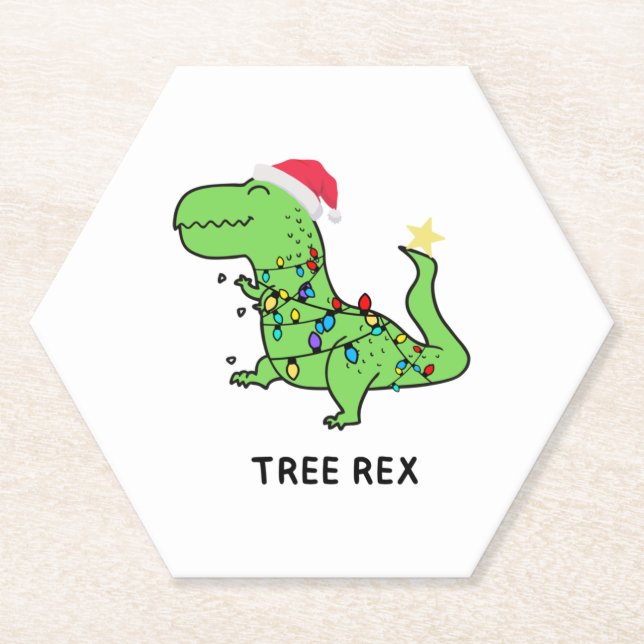 Porta-copo De Papel Engraçada Camisa Rex T do Dinossauro de Natal (Frente)