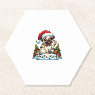 Porta-copo De Papel Engraçada Mão de Paz Pug Luzes de Natal Mulheres M