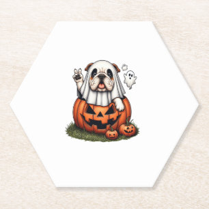 Porta-copo De Papel Engraçado Buldogue Fantasma Boo Halloween Mulheres