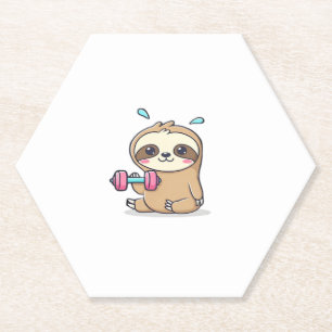 Porta-copo De Papel Engraçado Chibi Sloth Workout - Um Bom Cartoon Kaw