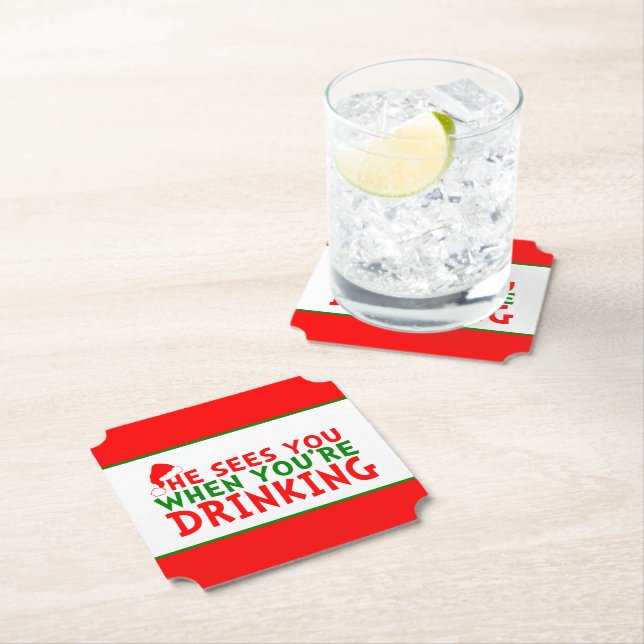 Porta-copo De Papel Engraçado ele te ver quando você é bebendo Natal (Insitu)