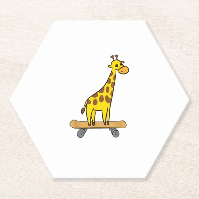 Porta-copo De Papel Engraçado Girafa Lover Giraffe Skateboard (Frente)