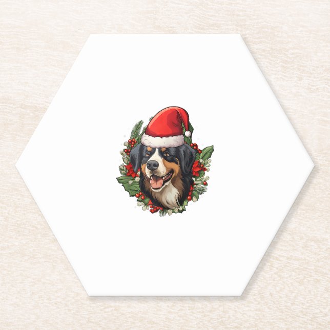 Porta-copo De Papel Engraçado Natal Bernese Mountain Dog (Frente)