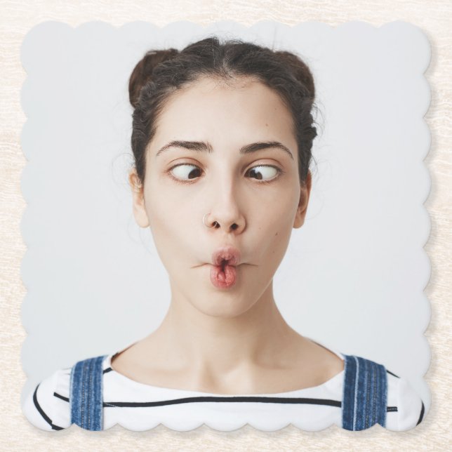 Porta-copo De Papel Envie Sua Foto Selfie de Cara Engraçada (Frente)