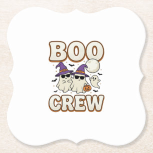 Porta-copo De Papel Equipe Boo Fantasma Halloween Design Vetorial Vint