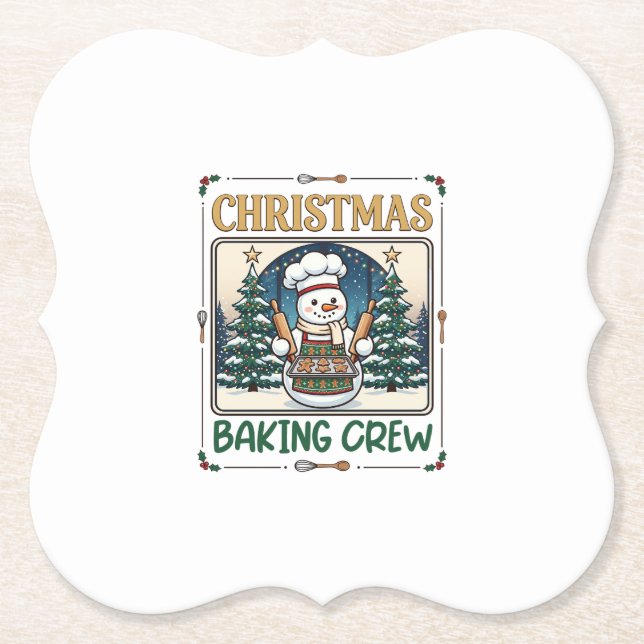 Porta-copo De Papel Equipe de Confeitaria de Natal Boneco de Neve Chef (Frente)