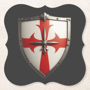 Porta-copo De Papel escudo cruzador com uma espada vermelha