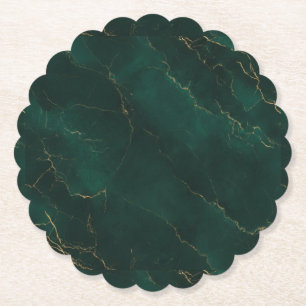 Porta-copo De Papel Esmeralda Verde e Textura de Mármore Dourado Luxo