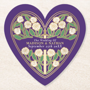 Porta-copo De Papel Espada Floral Medieval Real Roxo Casamento