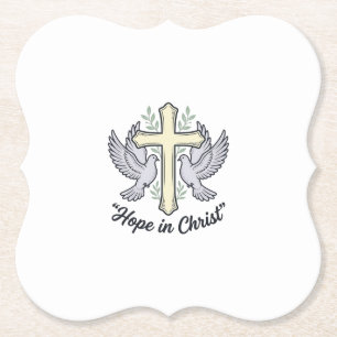 Porta-copo De Papel Esperança em Cristo Pombo Cruz Design Cristão Vint
