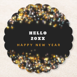Porta-copo De Papel Espumantes Dourados do Feliz ano novo Negro Modern