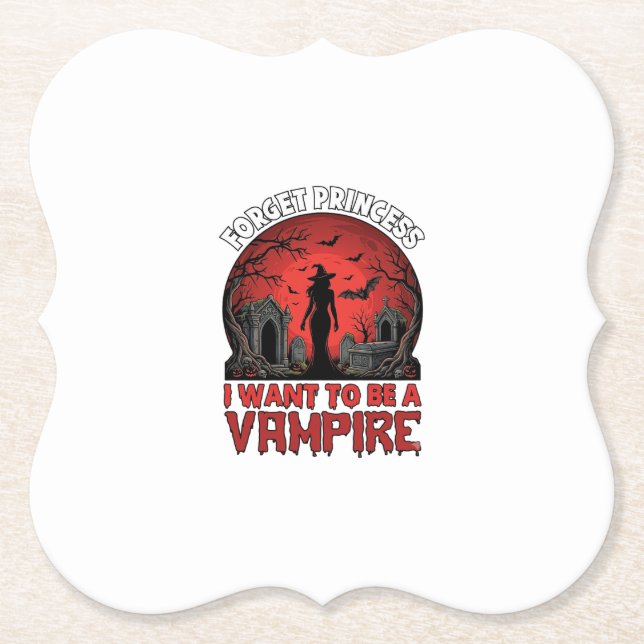Porta-copo De Papel Esqueça Princesa Quer Ser Vampira Halloween_1 (Frente)