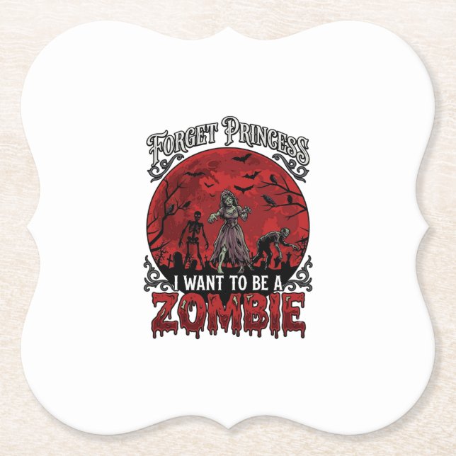 Porta-copo De Papel Esqueça Princesa Zumbi Lua de Sangue Morcego Cemit (Frente)