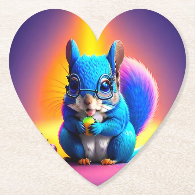 Porta-copo De Papel Esquilo Azul Comendo Uma Fruta-79577 (Frente)